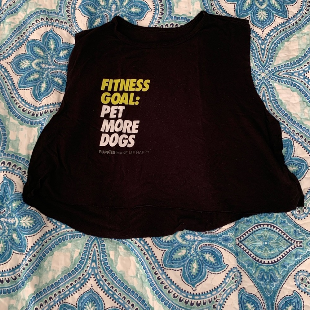 Sz S Cropped “Pet More Dogs” Muscle Tank